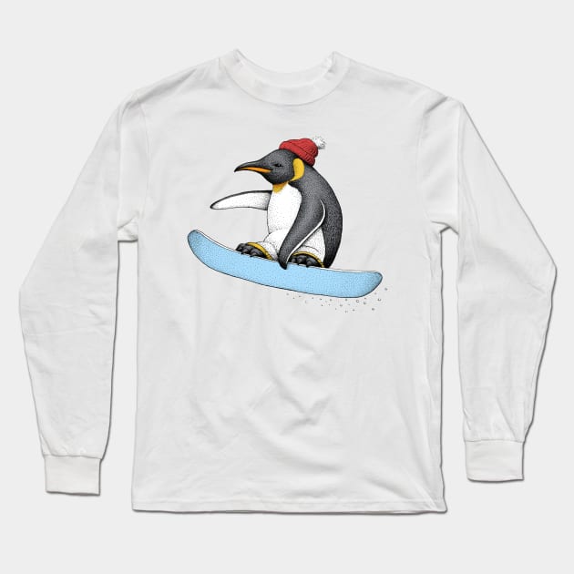 Flying Penguin (Color Version) Long Sleeve T-Shirt by HabbyArt